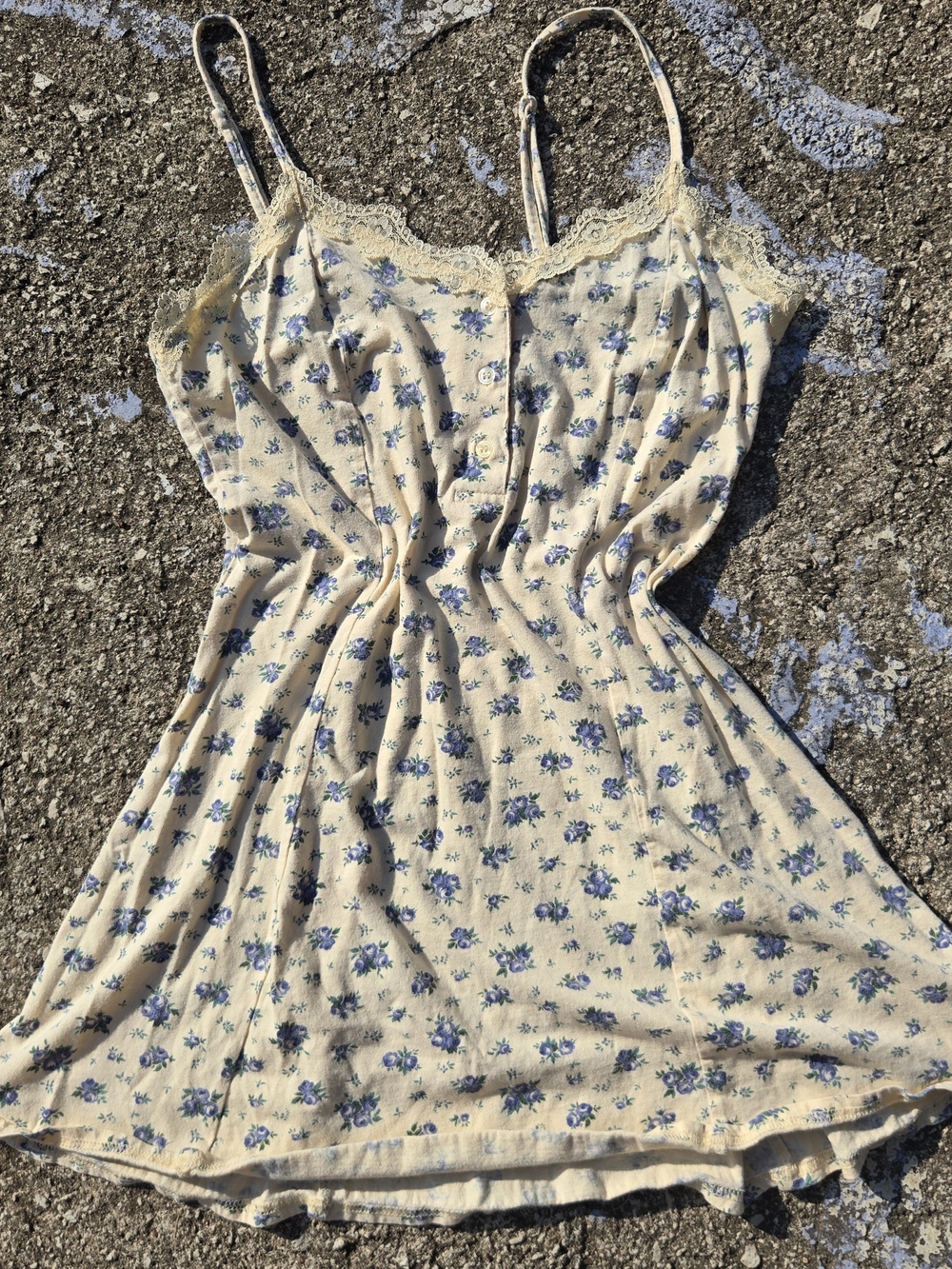 Victorias Secret 90s Country Floral Cottagecore Slip Dress  Lace Trim Sm